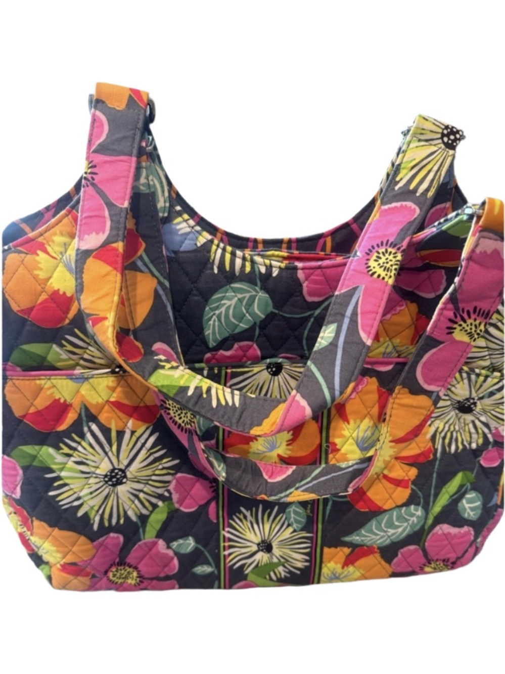 Vera Bradley Quilted Floral Tote in Pink, Yellow & Green